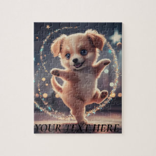 Personalize Edit Text Name Cute Dancing Puppy Jigsaw Puzzle