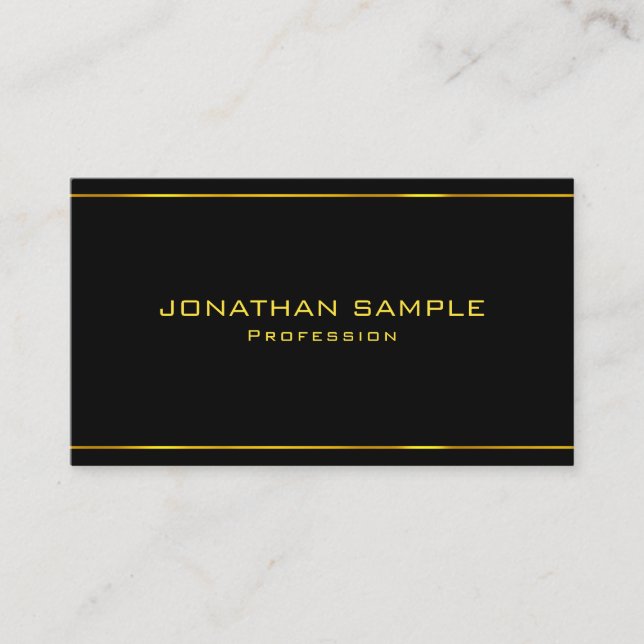 Personalize Elegant Black And Gold Modern Template Business Card (Front)