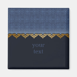 Personalize Elegant Dark Damask Pattern Magnet