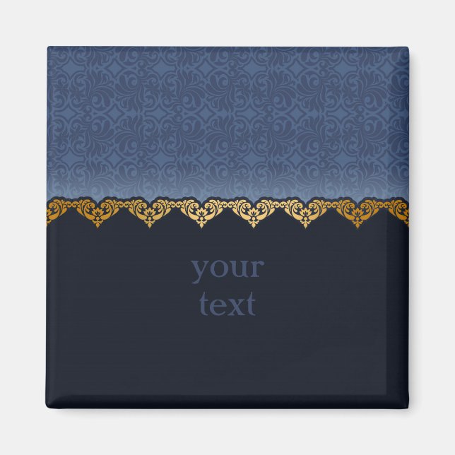 Personalize Elegant Dark Damask Pattern Magnet (Front)