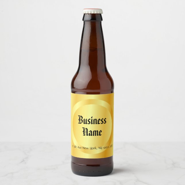 Personalize Elegant Faux Gold Hand Script Template Beer Bottle Label (Front)