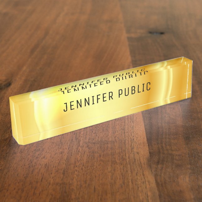 Personalize Elegant Faux Gold Metallic Look Nameplate (Side)