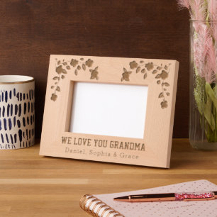 Personalize   Elegant Floral We Love You Grandma Etched Frames