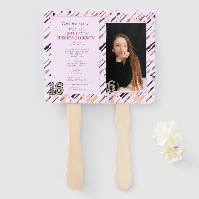 Personalize Elegant Glittering Beauty Makeup Tools Hand Fan (Front and Back)