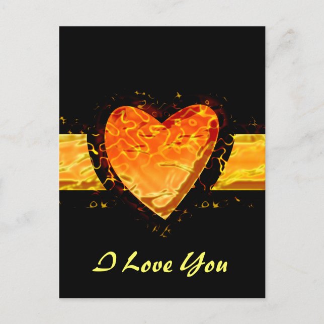 Personalize Elegant Orange Heart Valentine's day Holiday Postcard (Front)