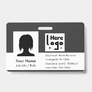 Personalize employee ID card with photo & QR code Badge
