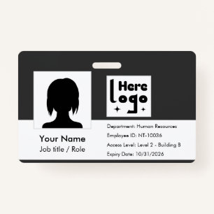 Personalize employee ID card with photo & QR code Badge