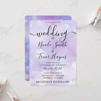 Personalize: Ethereal Purple Bokeh Wedding Invitation