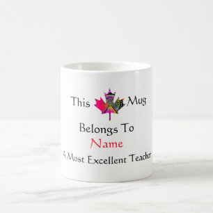 Personalize Excellent Teacher Universal Leaf Coffee Mug