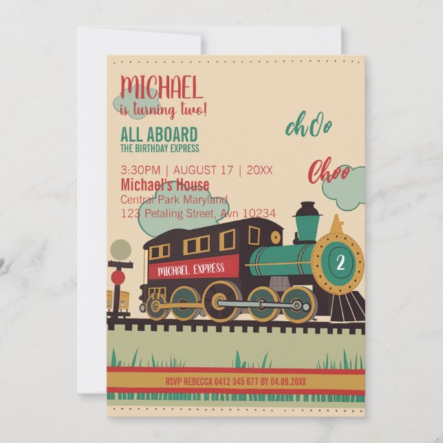 Personalize Express Kid Train Ticket Birthday Invitation (Front)