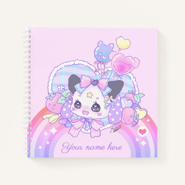 Personalize - fairy kei, kawaii cute bunny, pink notebook (Front)