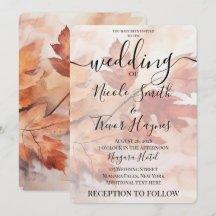 Personalize: Fall Watercolor Leafy Branch Wedding