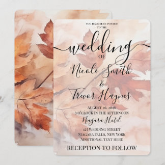 Personalize: Fall Watercolor Leafy Branch Wedding Invitation