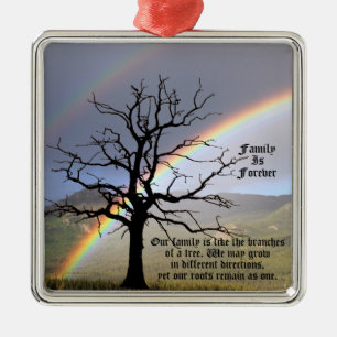 PERSONALIZE  FAMILY IS FOREVER QUOTE METAL ORNAMENT