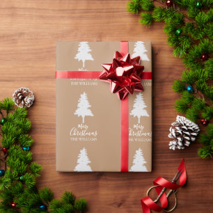 Personalize Family Name Doe Colour White Christmas Wrapping Paper