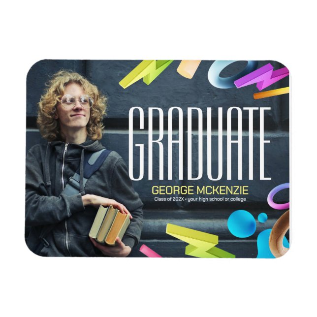 Personalize fancy graduation announcement magnet (Horizontal)