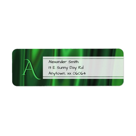 Personalize: Faux Green Satin Fabric Texture Return Address Label