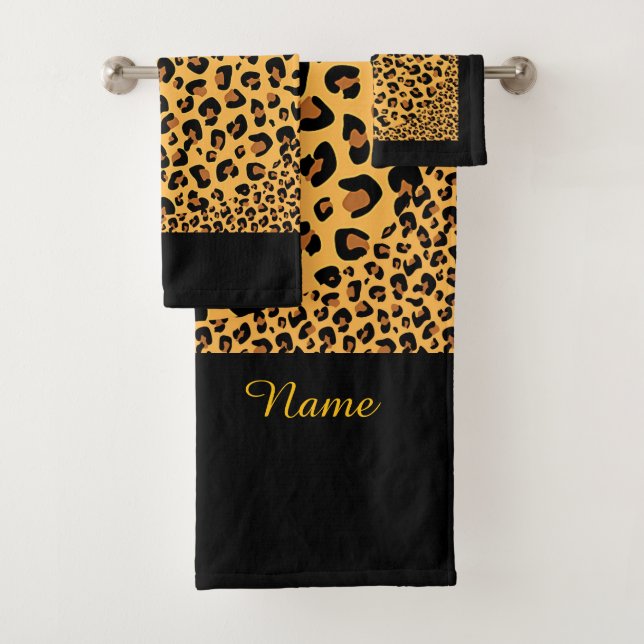 Personalize Faux Leopard Print Exotic  Bath Towel Set (Insitu)