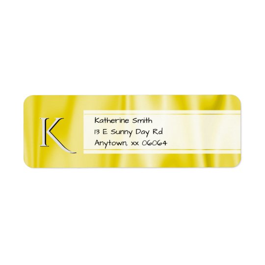 Personalize: Faux Yellow Satin Fabric Texture Return Address Label
