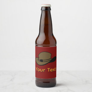 Personalize Fedora Hat Dk Red Beer Bottle Label