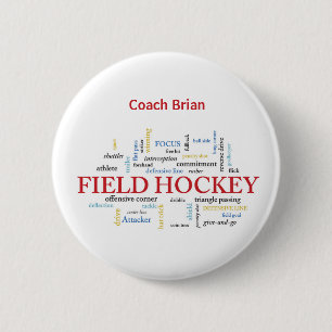 Personalize, Field Hockey Coach Thank You in Words 2 Inch Round Button