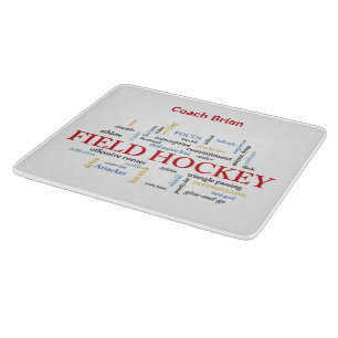Personalize, Field Hockey Coach Thank You in Words Cutting Board