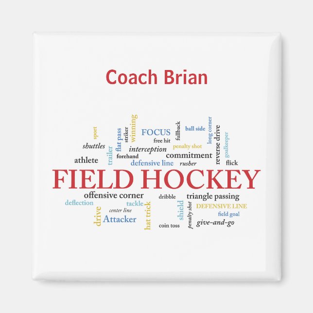 Personalize, Field Hockey Coach Thank You in Words Magnet (Front)