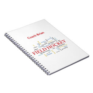 Personalize, Field Hockey Coach Thank You in Words Notebook