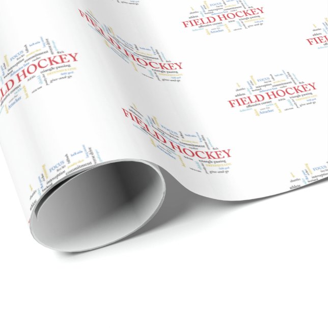 Personalize, Field Hockey Coach Thank You in Words Wrapping Paper (Roll Corner)