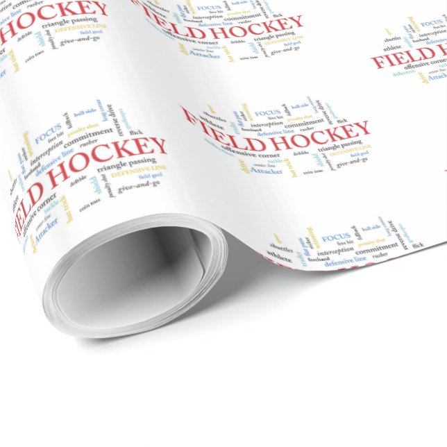 Personalize, Field Hockey Coach Thank You in Words Wrapping Paper (Roll Corner)