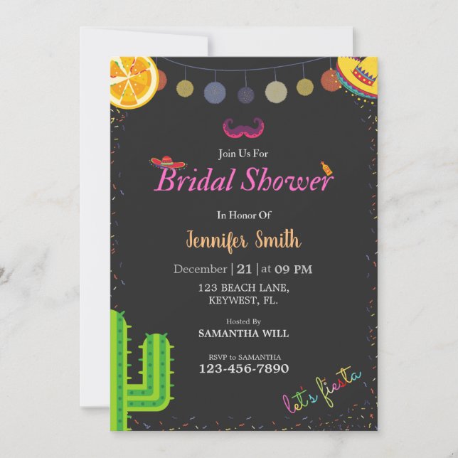 Personalize Fiesta Bridal Shower Invitation Card (Front)