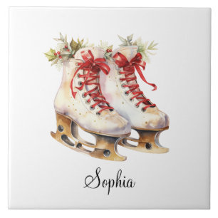 Personalize Figure Ice Skating Skates  Tile