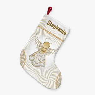 Personalize:  Filigree Christmas Angel of Grace Small Christmas Stocking