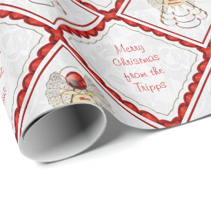 Personalize - Filigree Merry Christmas Angel Wrapping Paper