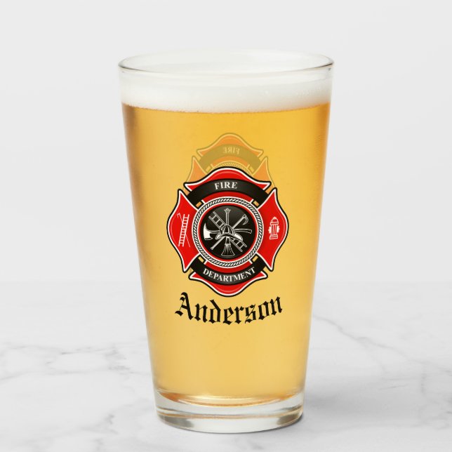 Personalize Firefighter Maltese Cross Medallion Glass (Front Filled)