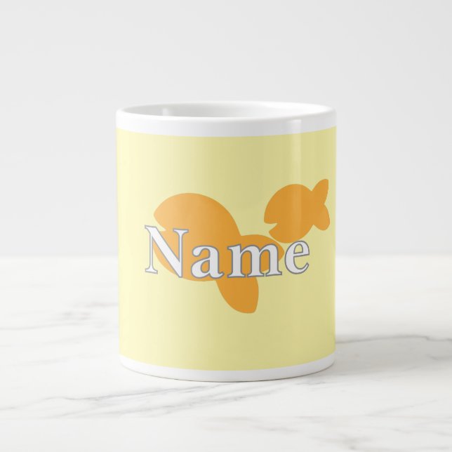 Personalize Fish Yellow   Large Coffee Mug (Front)