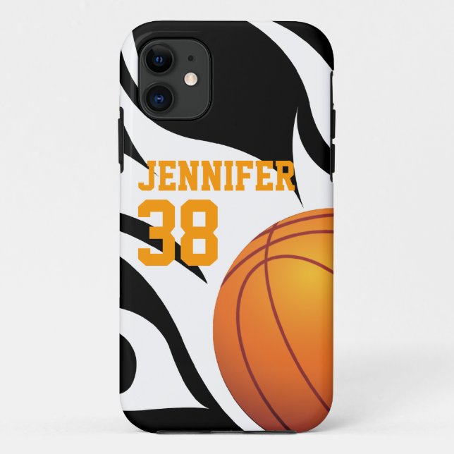 Personalize Flaming Basketball B/W Case-Mate iPhone Case (Back)