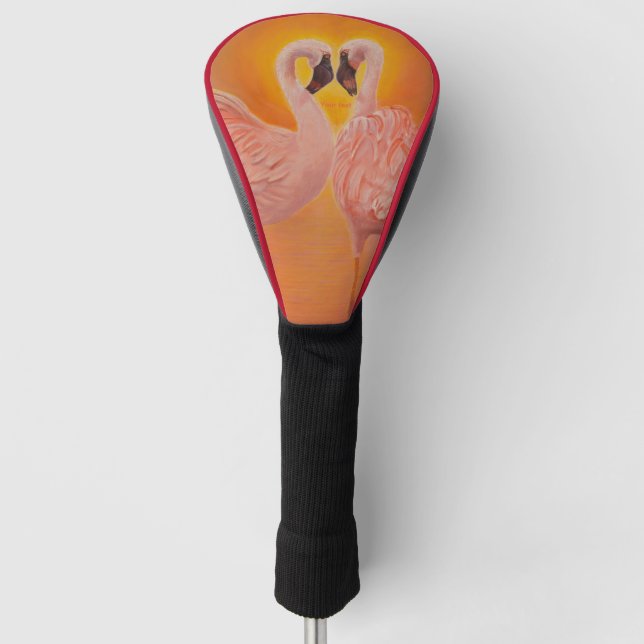 Personalize Flamingos Love Dance Golf Head Cover (Front)