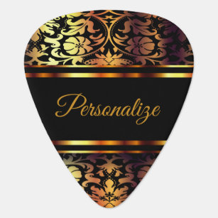 Personalize Floral Gold Metallic 🎸 Guitar Pick