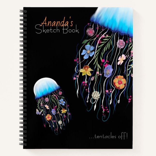 Personalize Floral Jellyfish Notebook (Front)