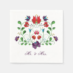 Personalize Floral Love Message Heart  Napkin