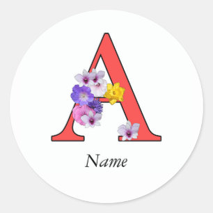 Personalize Floral Monogram A + Name Envelope Seal