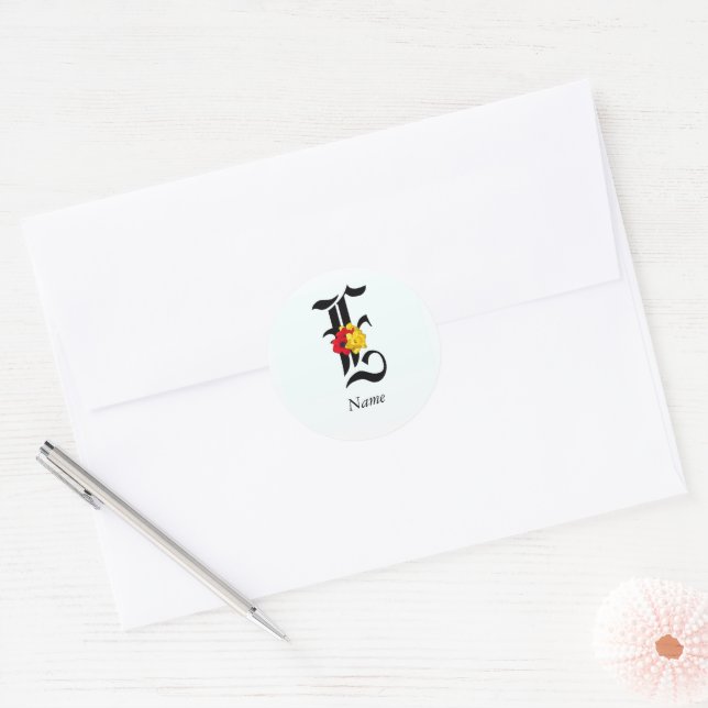Personalize Floral Monogram E + Name Envelope Seal (Envelope)