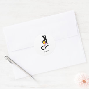 Personalize Floral Monogram J + Name Envelope Seal