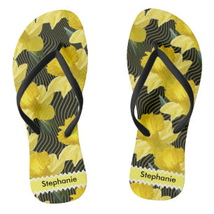 Personalize: Floral Photography Abstract Daffodils Flip Flops