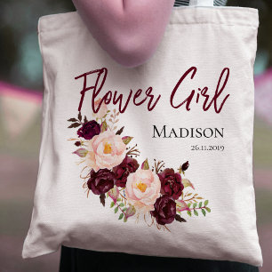 Personalize Flowergirl   Wedding Tote Bag