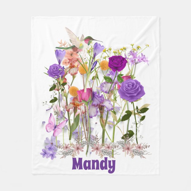 Personalize Flowers of the Heart Fleece Blanket (Front)
