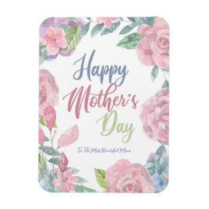 Personalize Flowery Watercolor Mother's Day Magnet