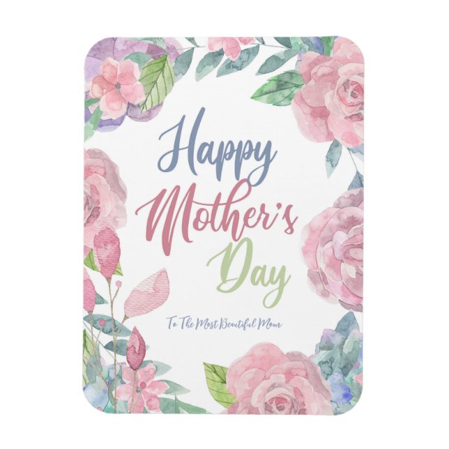 Personalize Flowery Watercolor Mother's Day Magnet (Vertical)
