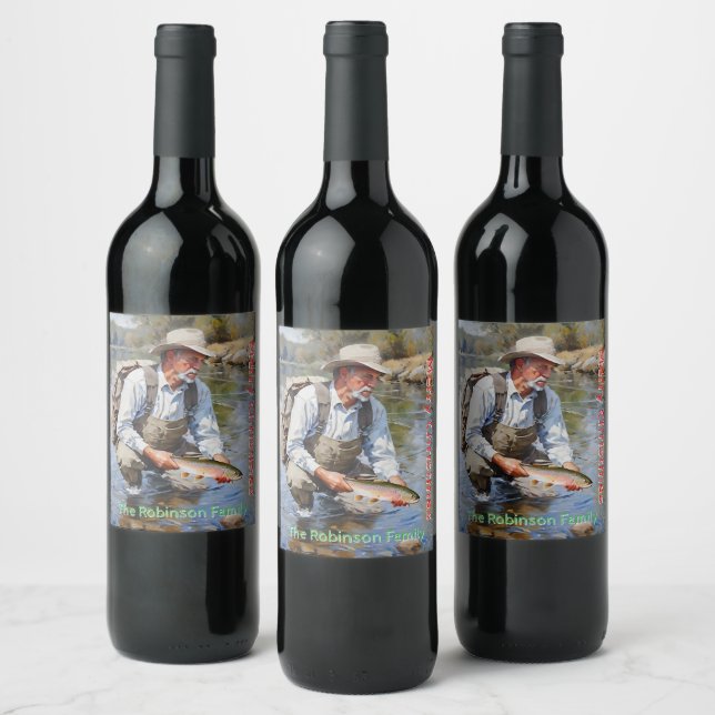 Personalize Fly Fishing Merry Christmas  Wine Label (Bottles)